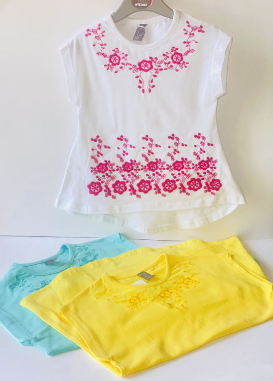 Picture of CIGIT- COTTON SHORT SLEEVE  GIRLS TOPS WITH EMBOIDERY